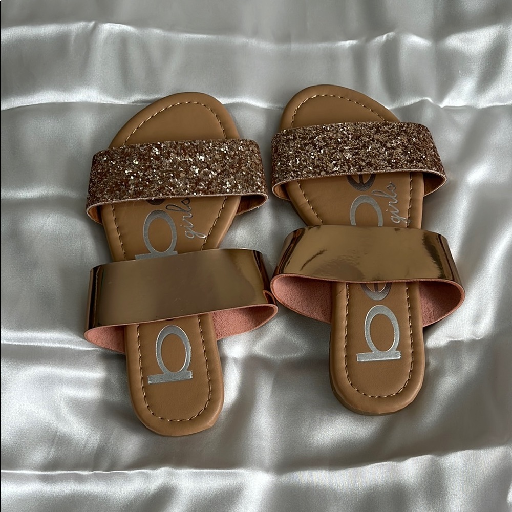Boohoo Glittery Brown Kids Sandals
